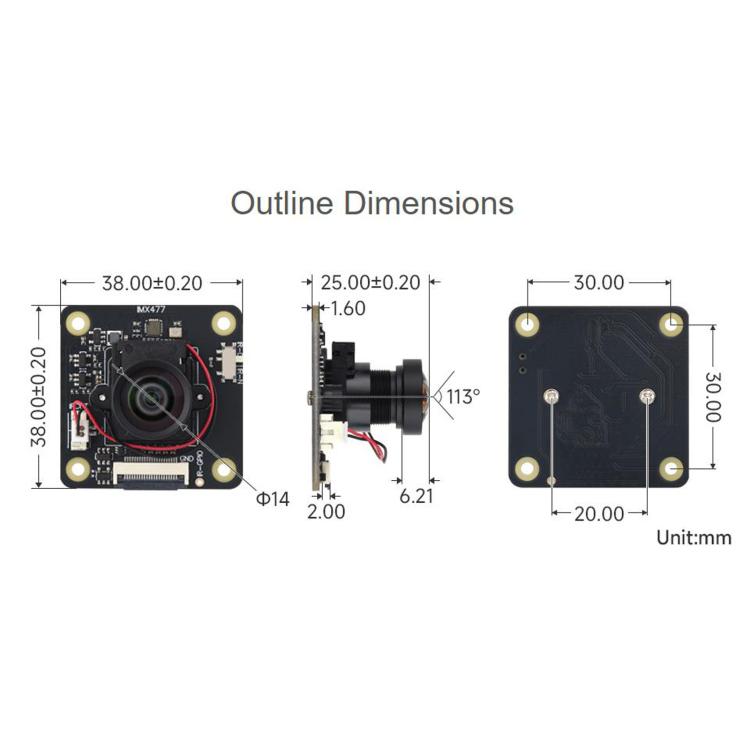 Telecamera WAVESHARE IMX477 IR-CUT da 12,3 MP per schede Raspberry Pi / Jetson / serie RDK, 34816