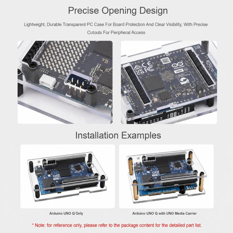 WAVESHARE per Arduino UNO Q, supporta l'installazione con la scheda UNO Media Carrier, con design di apertura preciso, Single Case, 2GB+16GB With Case, 4GB+32GB With Case