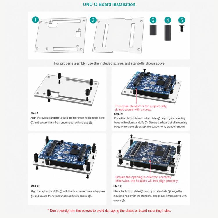 WAVESHARE per Arduino UNO Q, supporta l'installazione con la scheda UNO Media Carrier, con design di apertura preciso, Single Case, 2GB+16GB With Case, 4GB+32GB With Case