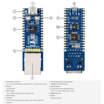 Scheda di sviluppo WAVESHARE RP2350, dual-core e doppia architettura, controller Ethernet W6300, supporta l'espansione PoE tramite un modulo PoE, No Soldered Pin Headers Without PoE Module, No Soldered Pin Headers With PoE Module                       ...