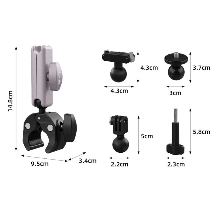 Supporto di estensione per telecamera Flymile per moto e bicicletta, For DJI Osmo Action 3 / 4 / 5 Pro, For DJI Osmo Action 6 / Nano