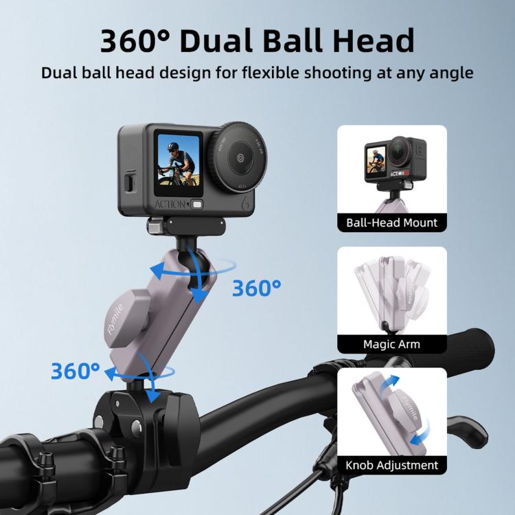 Supporto di estensione per telecamera Flymile per moto e bicicletta, For DJI Osmo Action 3 / 4 / 5 Pro, For DJI Osmo Action 6 / Nano
