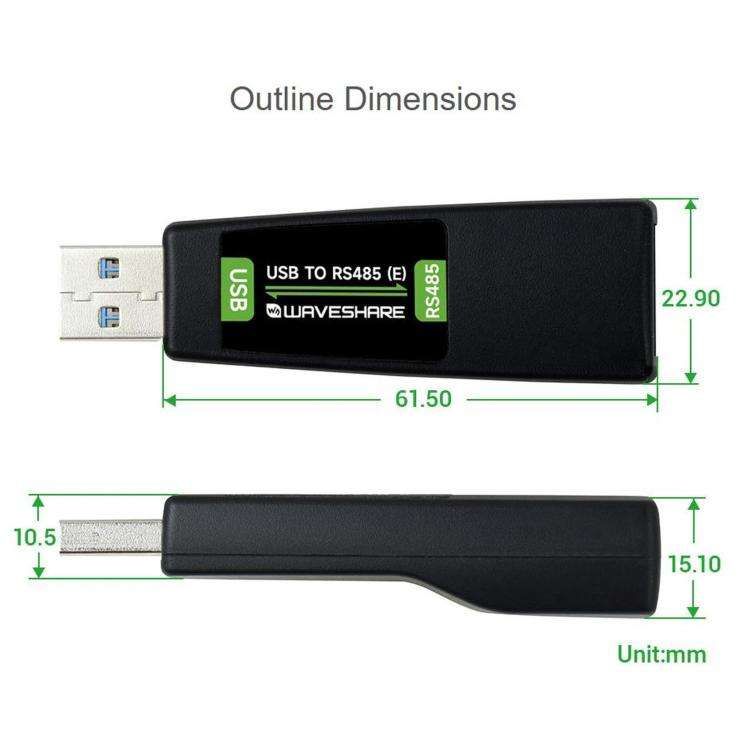 Convertitore bidirezionale isolato da USB a RS485 (E) di livello industriale WAVESHARE, con chip FT232RNL integrato, circuito ricetrasmettitore RS485 isolato e porta RJ45., 35226