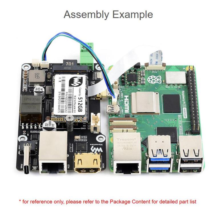 Adattatore multifunzione WAVESHARE da PCIe a M.2, uscita 4K, controller Ethernet RTL8125 2.5GbE originale, compatibile con Raspberry Pi OS, 35254