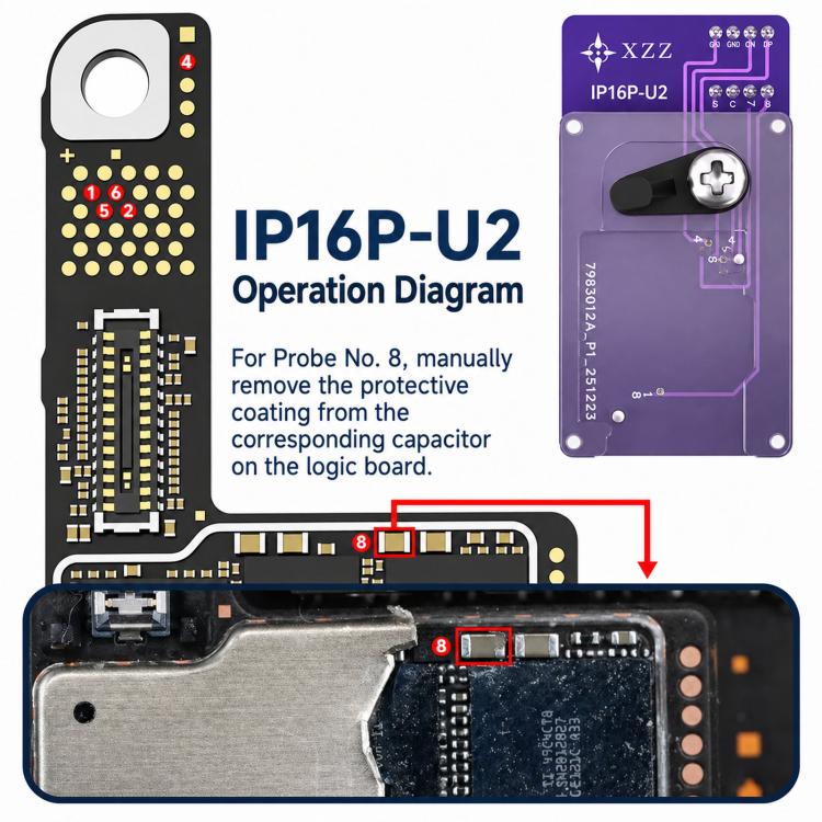 Dispositivo di lettura e scrittura del chip di ricarica XZZ U2 con programmatore CH341A per iPhone 15 Pro / 15 Pro Max / 16 Pro, 3 in 1
