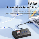 Hub Blueendless a 5 porte con 3 porte USB 3.0 e lettore di schede SD e TF., With 1m 2-in-1 USB-C/A Cable, With 0.3m USB Cable