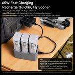 Hub di ricarica parallela LKTOP da 65 W per batterie DJI Mini 5 Pro / Mini 4 Pro / Mini 3 Pro, con 3 alloggiamenti per ricarica rapida simultanea., 65W 3-Bay
