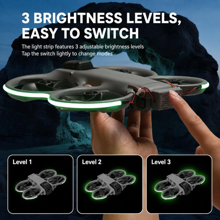 Kit di strisce LED per volo notturno DJI Avata 360 RCSTQ con 3 livelli di luminosità e lampada di sicurezza ricaricabile.