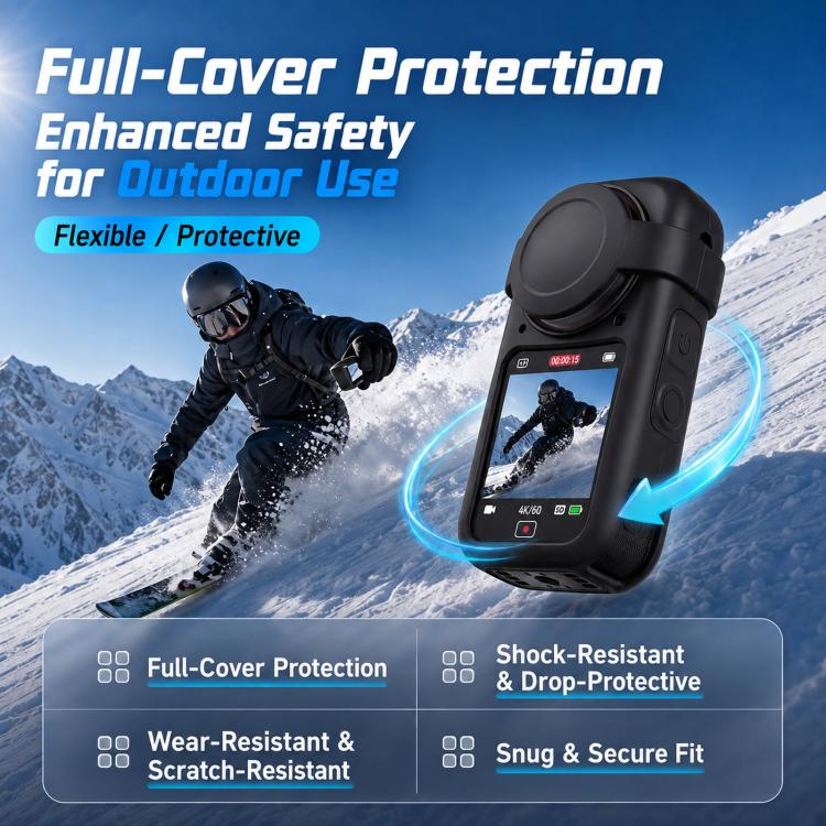 Custodia protettiva in silicone e copriobiettivo per Insta360 X6, set con corpo morbido., Silicone Case