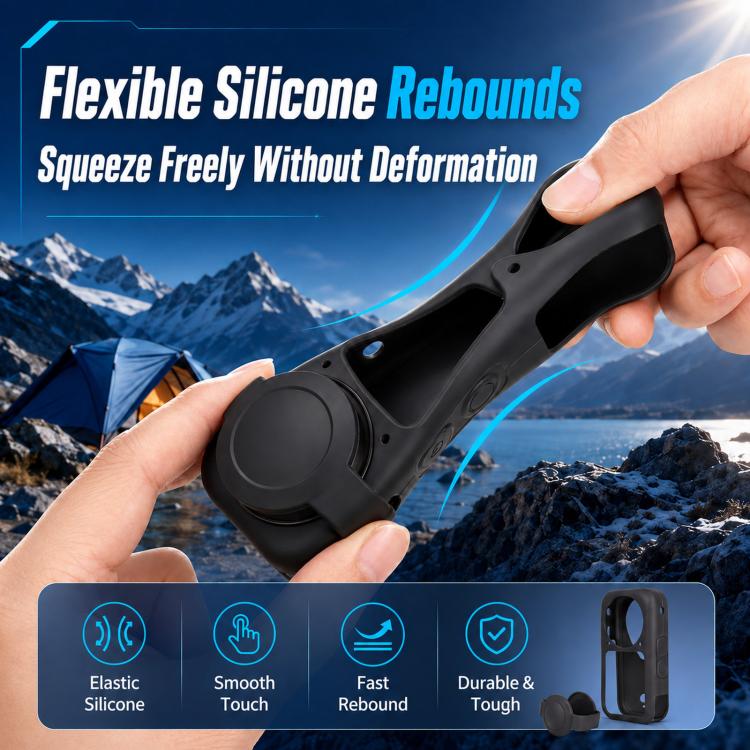 Custodia protettiva in silicone e copriobiettivo per Insta360 X6, set con corpo morbido., Silicone Case