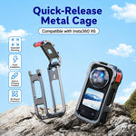 Gabbia di protezione in metallo con sgancio rapido magnetico per fotocamera Insta360 X6 e slitta a caldo., Metal Material