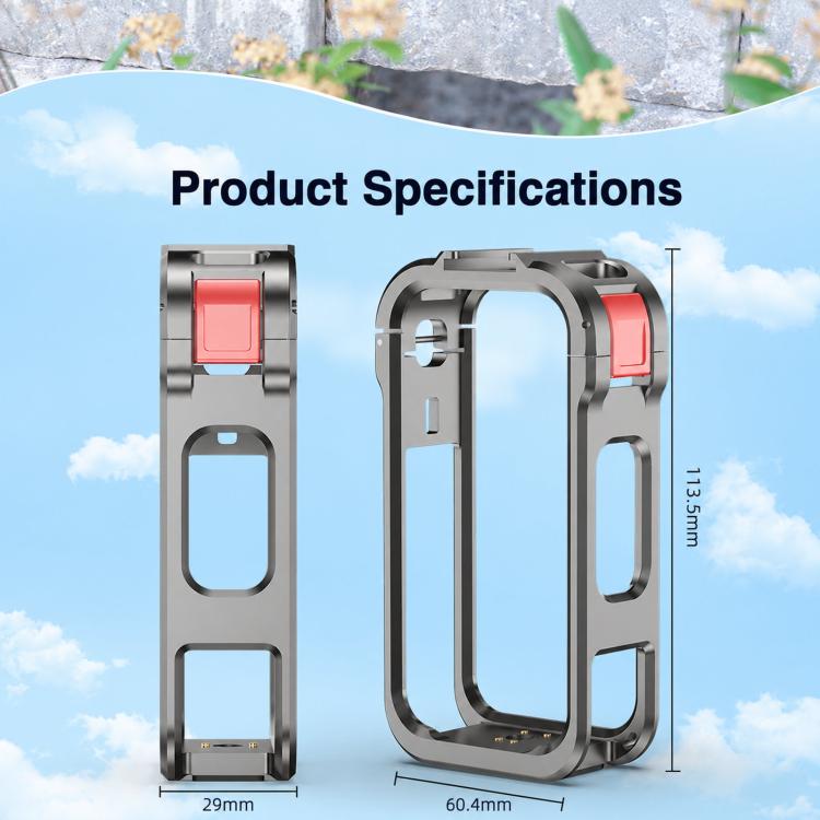 Gabbia di protezione in metallo con sgancio rapido magnetico per fotocamera Insta360 X6 e slitta a caldo., Metal Material