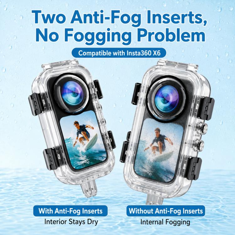 Per custodia subacquea invisibile Insta360 X6 impermeabile fino a 60 m/197 piedi con inserti antiappannamento, versione a 2 punte, 2-prong Version