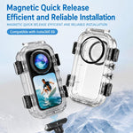 Custodia subacquea invisibile impermeabile a sgancio rapido magnetico per Insta360 X6, resistente fino a 60 m/197 piedi, con inserti antiappannamento., Magnetic Quick Release