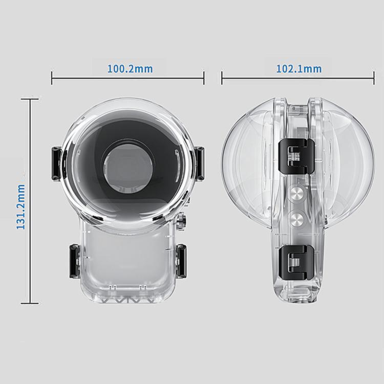 Per custodia impermeabile Insta360 X6 60M/196FT, custodia subacquea invisibile con connettore pieghevole a 2 punte e filettatura da 1/4 di pollice, 360 Panoramic Foldable 2-Prong