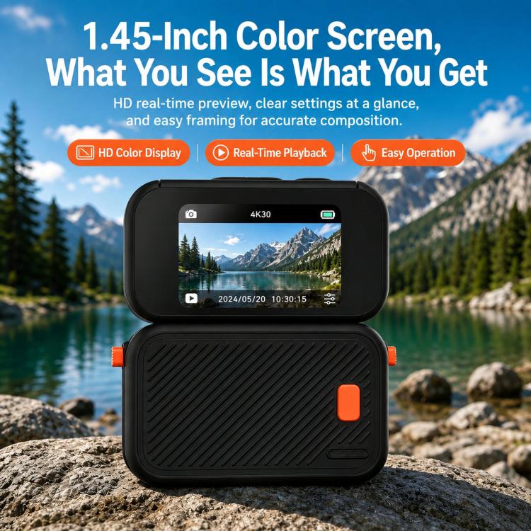 SC05 Mini Action Camera Magnetica 2K HD Videocamera per vlog con grandangolo a 120° e schermo da 1,45 pollici