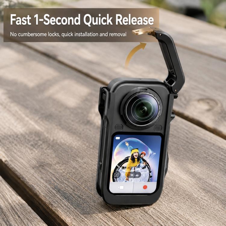 Gabbia per fotocamera Insta360 X6 in lega di alluminio con telaio metallico a sgancio rapido magnetico e attacco a slitta., Aluminum Alloy  Cage