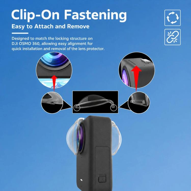 Protezioni per obiettivo a scatto in PMMA ad alta trasparenza per DJI Osmo 360 II / Osmo 360., Regular Version, Premium AR Coated