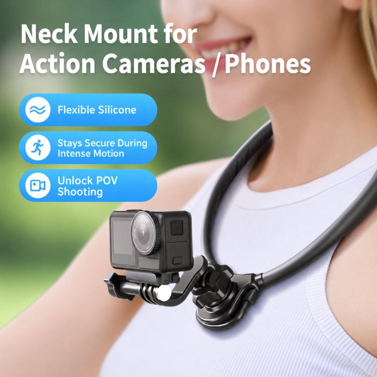 Supporto da collo in silicone per action camera, flessibile, con rotazione a 360 gradi per visuale in prima persona., Full Kit, Standard Kit, Basic Kit