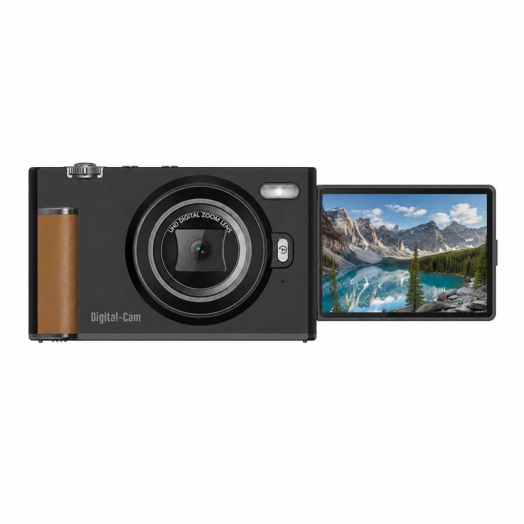 Fotocamera digitale F2 con schermo ribaltabile, sensore CCD retrò da 56 MP, registrazione video 2.7K, 8 filtri, modalità bellezza e autofocus.