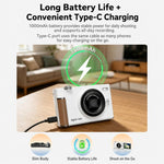 Fotocamera digitale F2 con schermo ribaltabile, sensore CCD retrò da 56 MP, registrazione video 2.7K, 8 filtri, modalità bellezza e autofocus.