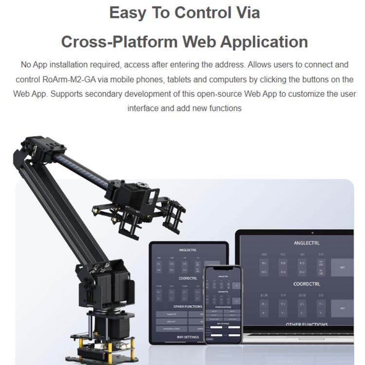 WAVESHARE 3+1 DOF High-Torque Serial Bus Servo Desktop Robotic Arm Kit Supports Flexible Expansion Wireless Control, US Plug, UK Plug, EU Plug
