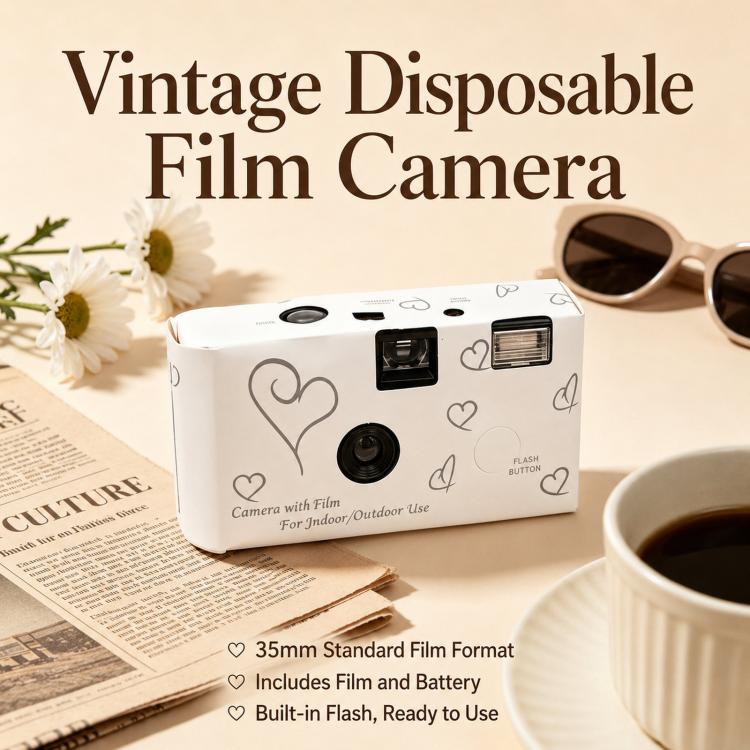 Fotocamera analogica usa e getta retrò, fotocamera digitale punta e scatta, Includes 17 Sheets Film, Includes 27 Sheets Film