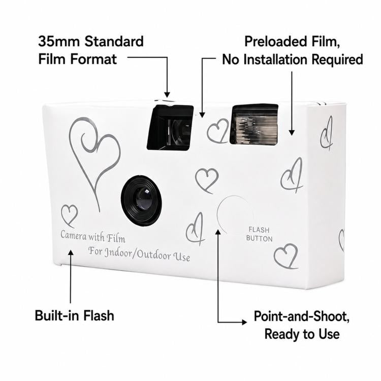 Fotocamera analogica usa e getta retrò, fotocamera digitale punta e scatta, Includes 17 Sheets Film, Includes 27 Sheets Film