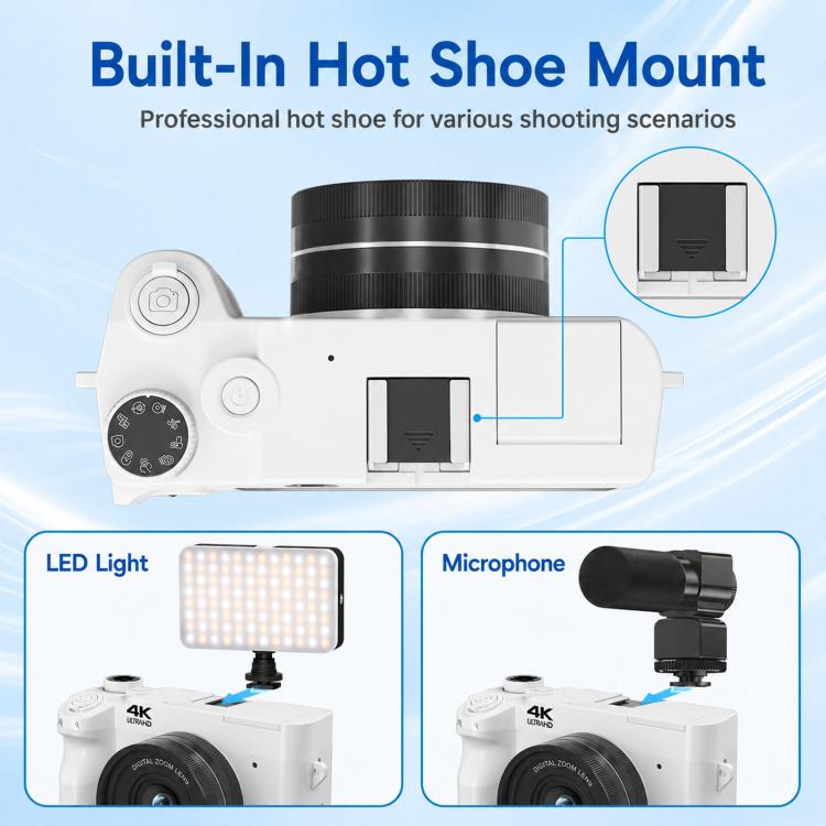 WD07 Doppia fotocamera anteriore e posteriore da 75 MP, Wi-Fi, fotocamera digitale HD, sensore CCD per selfie, videocamera mirrorless 5K