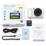 WD07 Doppia fotocamera anteriore e posteriore da 75 MP, Wi-Fi, fotocamera digitale HD, sensore CCD per selfie, videocamera mirrorless 5K