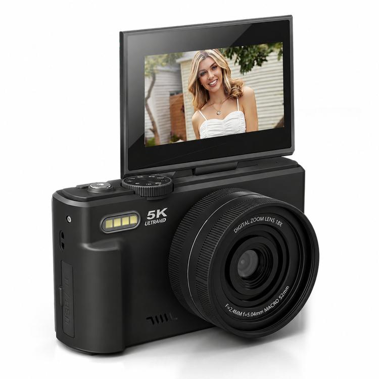 Videocamera digitale WD08 HD 5K con sensore CCD da 75 MP, Wi-Fi, autofocus e filtri bellezza.
