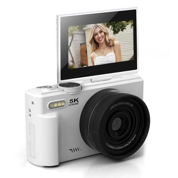 Videocamera digitale WD08 HD 5K con sensore CCD da 75 MP, Wi-Fi, autofocus e filtri bellezza.