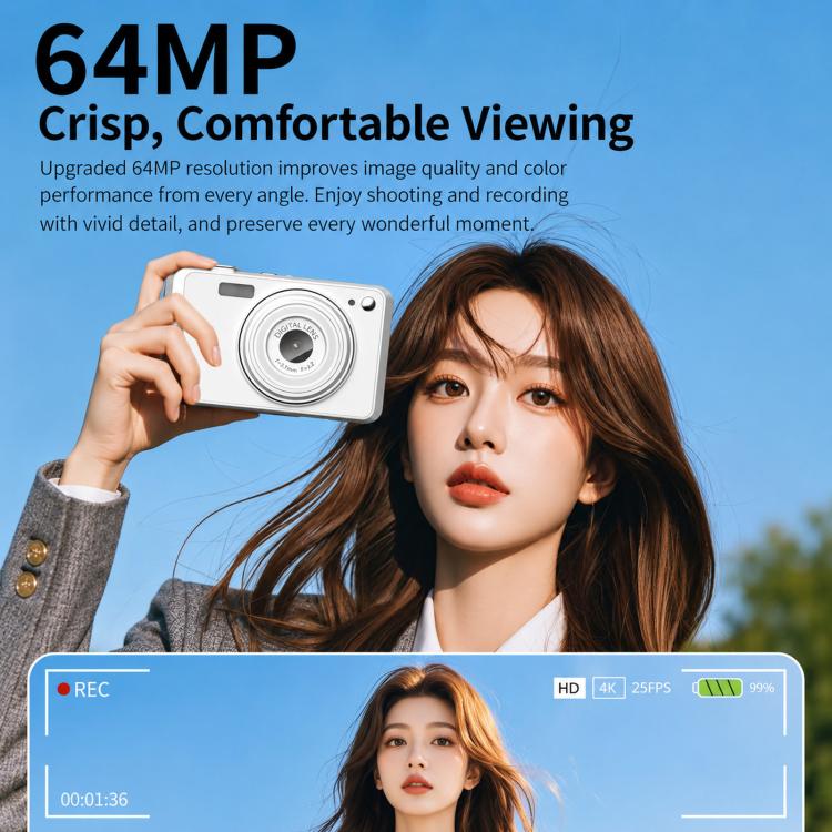Videocamera digitale HD portatile C35 con filtro bellezza CCD per vlog, 64 megapixel.