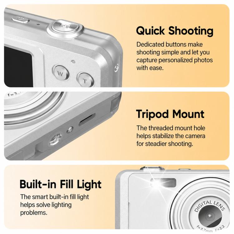 Videocamera digitale HD portatile C35 con filtro bellezza CCD per vlog, 64 megapixel.