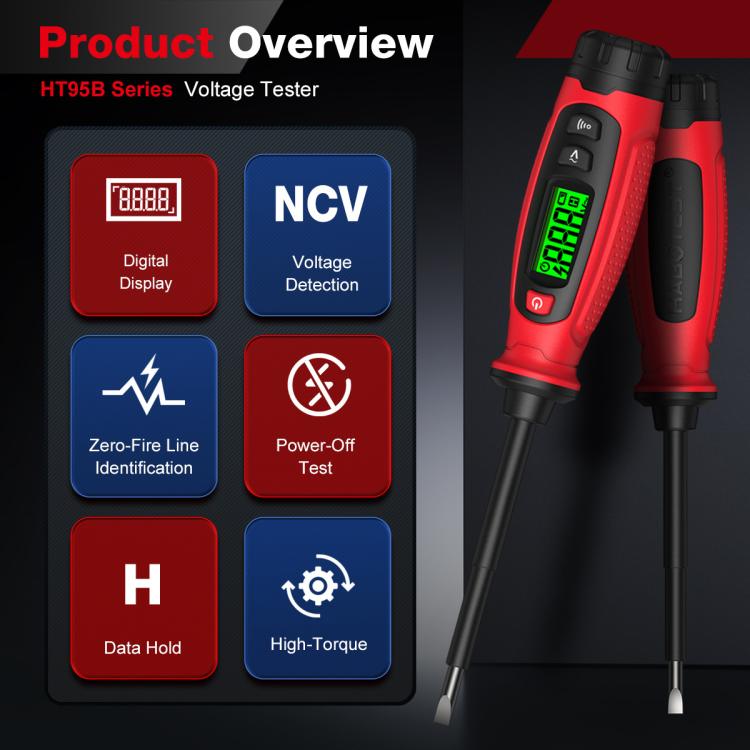 Tester di tensione digitale a forma di cacciavite, 3V-500V CA, rilevatore di tensione senza contatto a penna, HABOTEST  HT95B-PH1, HABOTEST  HT95B-SL5