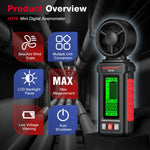 Anemometro digitale portatile HABOTEST HT76 con girante a 8 pale, intervallo di misurazione della velocità del vento: 0,7-30 m/s., HT76