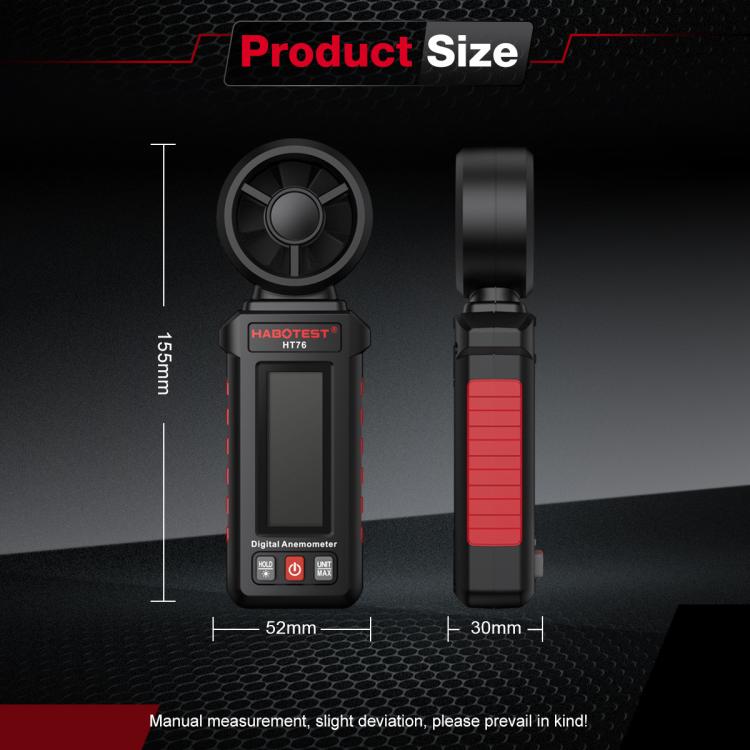 Anemometro digitale portatile HABOTEST HT76 con girante a 8 pale, intervallo di misurazione della velocità del vento: 0,7-30 m/s., HT76