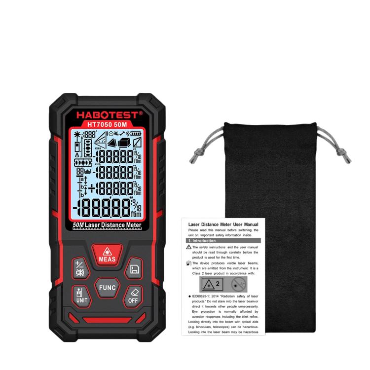 Misuratore di distanza laser con doppia livella elettronica, strumento di misurazione laser digitale ad alta precisione, HABOTEST HT7050-50M, HABOTEST HT7050-80M, HABOTEST HT7050-120M