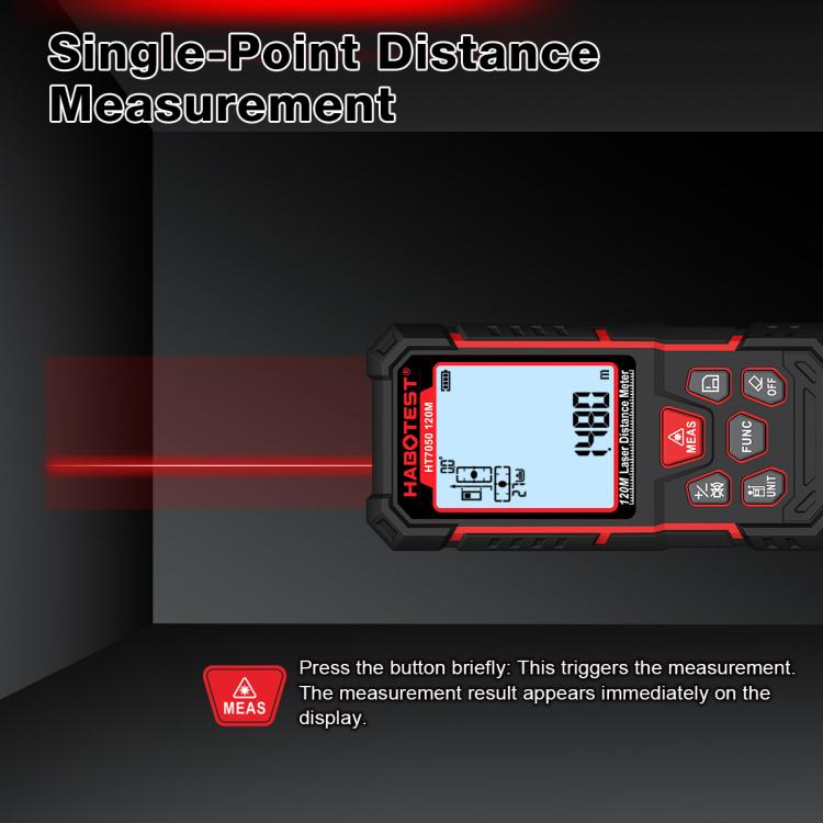 Misuratore di distanza laser con doppia livella elettronica, strumento di misurazione laser digitale ad alta precisione, HABOTEST HT7050-50M, HABOTEST HT7050-80M, HABOTEST HT7050-120M
