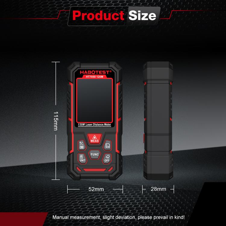 Misuratore di distanza laser con doppia livella elettronica, strumento di misurazione laser digitale ad alta precisione, HABOTEST HT7050-50M, HABOTEST HT7050-80M, HABOTEST HT7050-120M