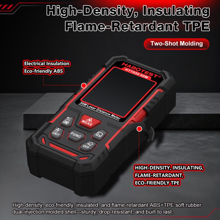 Misuratore di distanza laser con doppia livella elettronica, strumento di misurazione laser digitale ad alta precisione, HABOTEST HT7050-50M, HABOTEST HT7050-80M, HABOTEST HT7050-120M