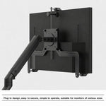 Supporto robotico universale A2 per monitor LCD, compatibile con accessori senza fori.