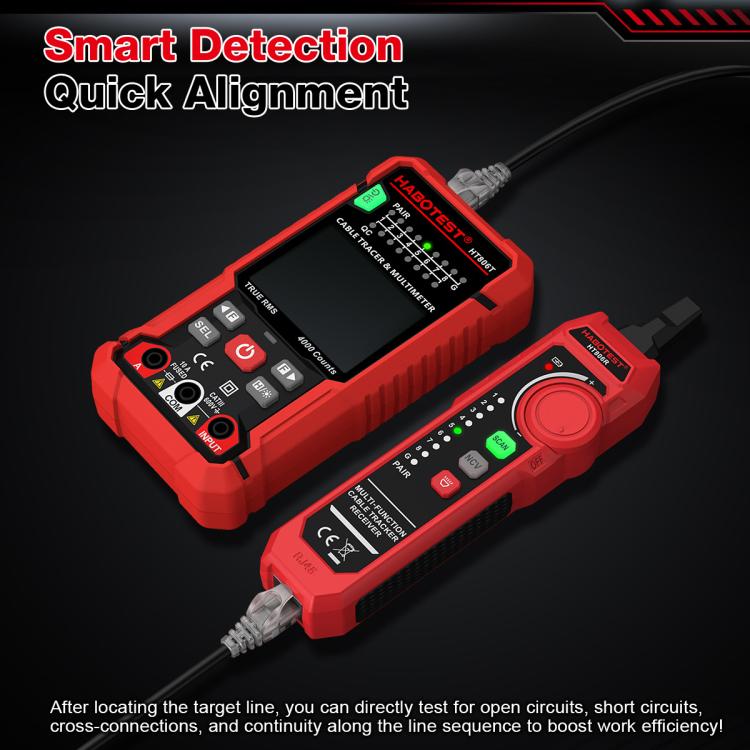 HABOTEST HT806TR Localizzatore di cavi di rete 2 in 1 e multimetro anti-interferenza