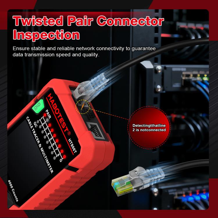 HABOTEST HT806TR Localizzatore di cavi di rete 2 in 1 e multimetro anti-interferenza