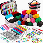 Kit per uncinetto 105 in 1 per principianti con filato in 18 colori e borsa portaoggetti a doppio strato., 105 In 1
