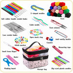Kit per uncinetto 105 in 1 per principianti con filato in 18 colori e borsa portaoggetti a doppio strato., 105 In 1
