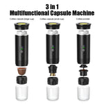 Macchina da caffè portatile a pompa con display digitale e ricarica USB.