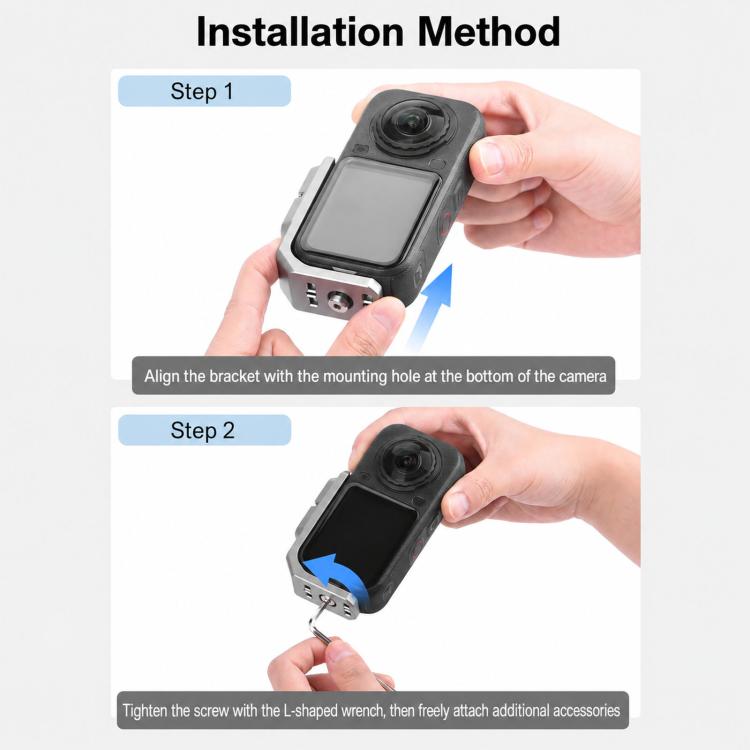 Adattatore per riprese orizzontali e verticali a sgancio rapido Flymile L-Plate per Insta360 X6.