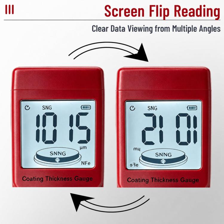 Digital Coating Thickness Gauge Fe & NFe Auto-Detect Paint Depth Meter 0-1500 Um / 0-59 Mil