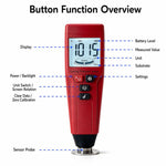 Digital Coating Thickness Gauge Fe & NFe Auto-Detect Paint Depth Meter 0-1500 Um / 0-59 Mil